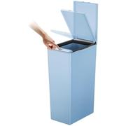 EKO - Poubelle de Cuisine Morandi - 40 L - Ouverture Tactile avec Couvercle - Bord Intérieur Amovible et Système Modulaire pour Recyclage - Bleu Titane
