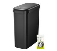 EKO Morandi Poubelle de salle de bain automatique fine avec couvercle, 9 litres, poubelle sans contact, poubelle étanche avec détecteur de mouvement, pour salle de bain, bureau, noir