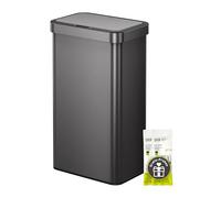 EKO NOVA Poubelle de cuisine automatique, 80 l, rectangulaire, avec capteur de mouvement, couvercle à fermeture douce, résistante aux empreintes digitales, en acier inoxydable, gris métallisé