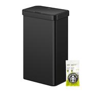 EKO Nova Sensor Poubelle rectangulaire en acier inoxydable sans contact avec détecteur de mouvement, noir mat, 80 l