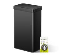 EKO Nova Sensor Poubelle rectangulaire sans contact en acier inoxydable avec détecteur de mouvement, noir mat, 80 l