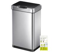 EKO Poubelle Cuisine Automatique 50L Mirage-T | Bac Rectangulaire avec Capteur Mains Libres | Acier Inox Brossé Anti-Traces | Cuisine Moderne