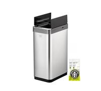 EKO Poubelle Cuisine Automatique 50L Phantom-T | Capteur Mains Libres | Acier INOX Brossé Anti-Traces | Fermeture Silencieuse Salle Bain