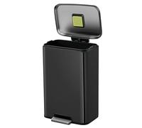 EKO Poubelle Cuisine Madison 50L avec Pédale | INOX Noir Mat Anti-Traces | Grande Capacité | Fermeture Silencieuse Salle Bain