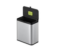 EKO Poubelle de cuisine à compost en acier inoxydable avec seau intérieur amovible et compartiment désodorisant, poubelle de cuisine murale de 7 l avec couvercle basculant (inoxydable et noir)