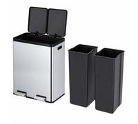 EKO Poubelle de cuisine Essential Recycle Step en acier inoxydable 30 L + 30 L double pédale double couvercle