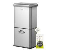 EKO Poubelle de cuisine vintage avec détecteur de mouvement, double compartiment de 32 L + 18 L, en acier inoxydable, sans contact, poubelle de recyclage automatique avec couvercle pour la maison ou