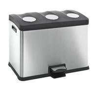 EKO - Rejoice Recycling Poubelle à pédale 12+12+12 litres - Stainless steel Plastic - Matt Inox