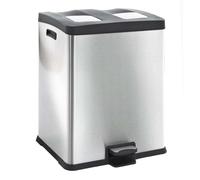 EKO - Rejoice Recycling Poubelle à pédale 30+30 litres - Stainless steel Plastic - Matt Inox
