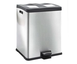 EKO - Rejoice Recycling Poubelle à pédale 30+30 litres - Stainless steel Plastic - Matt Inox