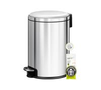 EKO Serene Poubelle à pédale ronde de 3 L avec doublure intérieure amovible pour chambre à coucher et salle de bain, en acier inoxydable brossé