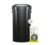 EKO Urban Grande poubelle commerciale en acier inoxydable avec couvercle ouvert pour intérieur/extérieur, grande poubelle en métal pour bureau, restaurant, toilettes, 90 L