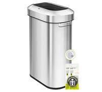 EKO Urban Poubelle commerciale en acier inoxydable à couvercle ouvert, grande poubelle de cuisine robuste de qualité commerciale pour la maison, le bureau, l’hôtel, le café, le restaurant, 90 L