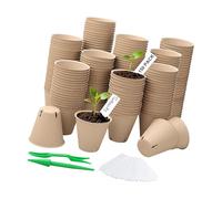 Ekoama Pot de semis avec couvercle transparent - Biodégradables - Polyvalents - Fournitures de jardinage - Conteneurs décomposables pour pépinière