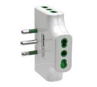 Ekon Adaptateur multiprise Plat, 3 Prises biphasées Italiennes, Prise Italienne 16A, fabriqué en Italie, Peu encombrant, Blanc