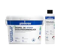 EKOPEL 2K Optimum Peinture imperméable pour douche - Temps de durcissement de 24 pièces - Kit de vernis de baignoire blanc - Revêtement en émail - Peinture épaisse pour baignoire - Receveur de douche