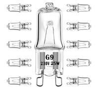 EKSAVE Ampoule halogène G9 25W 230V Ampoules de remplacement à base à 2 broches, intensité variable, blanc chaud (paquet de 10