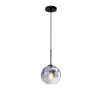 EKSED Suspension Moderne en Verre avec Douille E27, Luminaire Plafonnier à Abat-Jour Sphérique de 30 cm pour Îlot de Cuisine, Salle à Manger (Argenté, 1 Lumière)