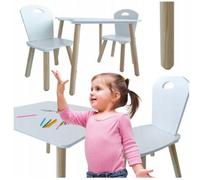 Ekspand | Ensemble de mobilier pour enfants - Blanc - Table 54 cm - 2 chaises - Ergonomique - Pour enfants