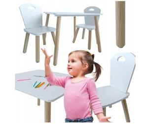 Ekspand | Ensemble de mobilier pour enfants - Blanc - Table 54 cm - 2 chaises - Ergonomique - Pour enfants