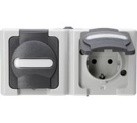 EL BE 131256002 - BLUE ELECTRIC prise AP pour locaux humides, double, grise