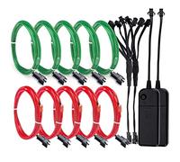 El Fil,Sunboia 5x3.28ft El câble guirlande Lumineuses 3 Mode Éclairage tube fluo 2pc El wire décoration Vêtement,Noël,Fête,Voiture,Vélo-vert,rouge