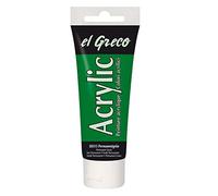 El greco 28315 - Acrylic, tube de 75 ml en vert permanent, peinture acrylique brillante hautement pigmentée de qualité étude, peut être peinte avec du beurre, pour une peinture sans pâte