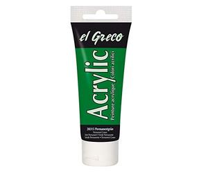 El greco 28315 - Acrylic, tube de 75 ml en vert permanent, peinture acrylique brillante hautement pigmentée de qualité étude, peut être peinte avec du beurre, pour une peinture sans pâte