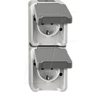 Merten double SCHUKO, disposée verticalement, gris clair, AQUASTAR MEG2329-8029