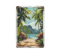 El Nido Philippines Plaque en métal Affiche de voyage Impression Peinture sur fer Art chic Décoration murale Style 8 x 12 pouces (20 x 30 cm)