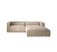 Lisa design Canapé d'angle droit Ela 4 places en velours côtelé style contemporain Beige