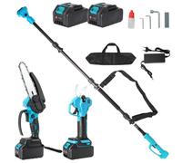 Élagueur sans fil 2-en-1 - 6"" Tronçonneuse + sécateur 32mm - Compatible Makita 18V - Perche télescopique - 2 batteries 3000mAh