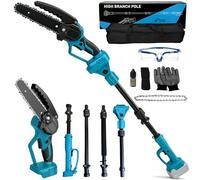 Élagueur sur batterie et scie à élaguer avec chaîne compatible Makita 18V, scie à élaguer 2 en 1 sans balais de 6 pouces avec manche télescopique et élagueur électrique télescopique sur batterie
