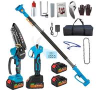 Élagueuse à batterie 4 en 1 et tronçonneuse avec 2 batteries de 4,0 Ah | Compatible avec batterie Makita, moteur sans balais, mini scie d'élagage de 15,2 cm avec tige télescopique