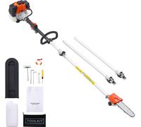 Élagueuse à essence SucceBuy, tronçonneuse 2 temps 33 cm³, scie télescopique avec perche extensible de 2,04 à 3,54 m, guide-chaîne de 20,3 cm, réservoir de carburant de 850 ml, idéale pour couper des 