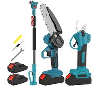 Élagueuse électrique et mini-scie à branches - 600 W - 15 cm. Mini-scie à branches - Tige télescopique de 2 mètres - 2 batteries - Moteur sans balais - Lame en acier au carbone
