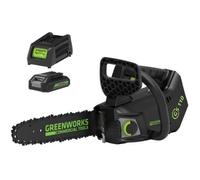 Greenworks Tronçonneuse GD40TCSK2 40V 25 cm Moteur sans balais Batterie 2 Ah avec chargeur