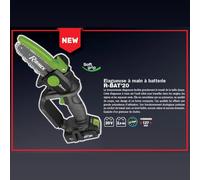 Elagueuse portative à batterie R-BAT20 20v avec batterie 2amp et chargeur