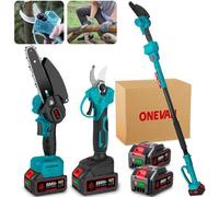 Élagueuse sans fil Sécateur 3 en 1 Sécateur télescopique sans fil Élagueuse électrique sans balais avec 2 batteries Jusqu'à 2 m, pour sécateurs Coupe-bois