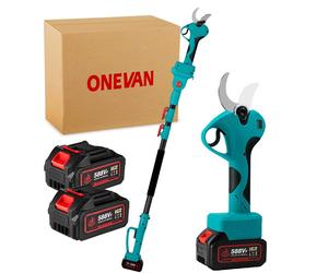 Élagueuse sans fil télescopique 45cm Sécateur électrique avec 2x batterie, perche télescopique de 2m, élagueuse télescopique 2 en 1 pour l'arbre et le jardinage