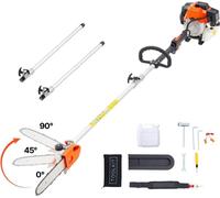 Elagueuse sur perche essence 43cc - Tronçonneuse télescopique 2 temps - Tronçonneuse avec guide de 25,4cm - Tronçonneuse d'arbre puissante