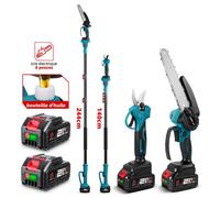 Élagueuse sur perche - ONEVAN - 8"" 21V - Télescopique 3 sections - Moteur sans balais 450W - 2x3000mAh