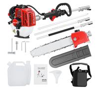 Élagueuse sur Perche Thermique 26CC, Tronçonneuse 3 Mètres, Moteur 2 Temps 0.65kW, Réservoir 0.7L, Léger 5.05kg, Kit Outils avec Pot Mélange et Entonnoir, pour Jardin, Arbre, Branche Rouge