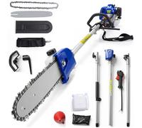 Élagueuse sur perche thermique professionnelle 43cc moteur 2 temps, guide 30cm, portée 4,8m, réservoir 1200ml, pour élagage arbres