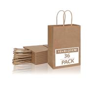 ELAKIRI Sac Kraft Petit Format,36 Sac Cadeau Papier Marrons avec Poignées,En Sac Papier Kraft 120 g/m²,15 X 8 X 21 cm,Sachet Cadeaux Écologiques et Réutilisables, pour Mariages,Fêtes,Noël (Marron)