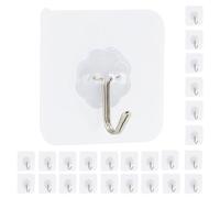 Elalove 24 Crochets Adhésifs Mural Transparents sans Trace pour Porte Serviette Tableau Plafond et Cuisine - Support jusqu'à 10kg