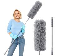 Elalove Plumeau Télescopique, Microfibre Balai d'angle Flexible, Extra Long jusqu'à 250 cm, Utilisé pour Nettoyer Les Plafonds, Lustres, Ventilateurs, Toiles d'Araignée et Autres Zones en Hauteur