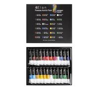 Elan Set de Peinture Acrylique en Tube, 24 Tubes de 12ml | Peintures Acryliques Hautement Pigmentées pour Toile, Application Lisse, Finition Brillante