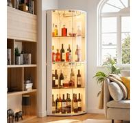Elancee LED Vitrine d'angle en Verre,Moderne Cave à Vin avec éclairage Dynamique et Un Meuble de Rangement,159 CM Casier avec Porte Vitrée pour Salon,Chambre,Blanc