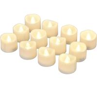 eLander Lot de 12 bougies LED sans flamme avec minuteur, mode automatique : 6 heures allumées et 18 heures éteintes, 3,2 x 3,6 cm, blanc chaud